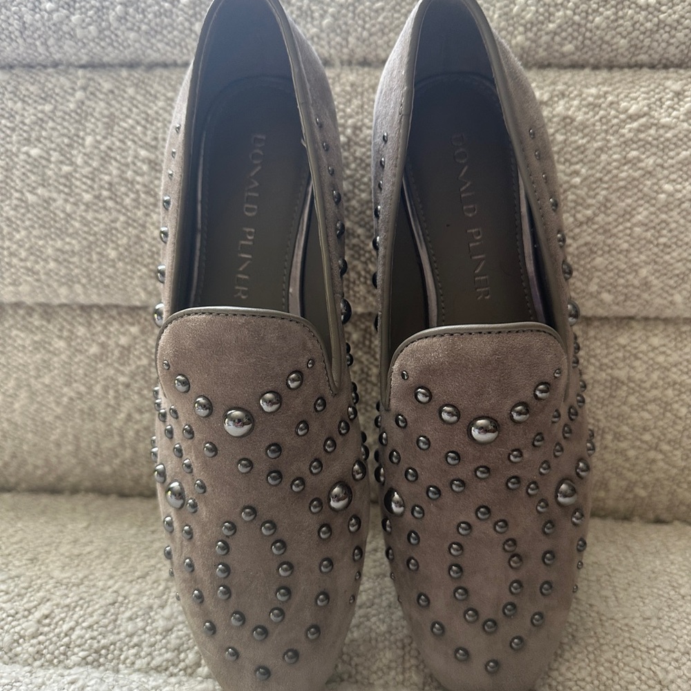Donald J. Pliner Taupe Studded Loafers